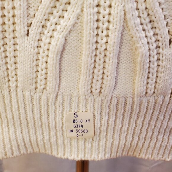 NWT VINTAGE Distinction SZ S/M 100% Cotton Cable Knit Crew Neck Sweater - Picture 7 of 11